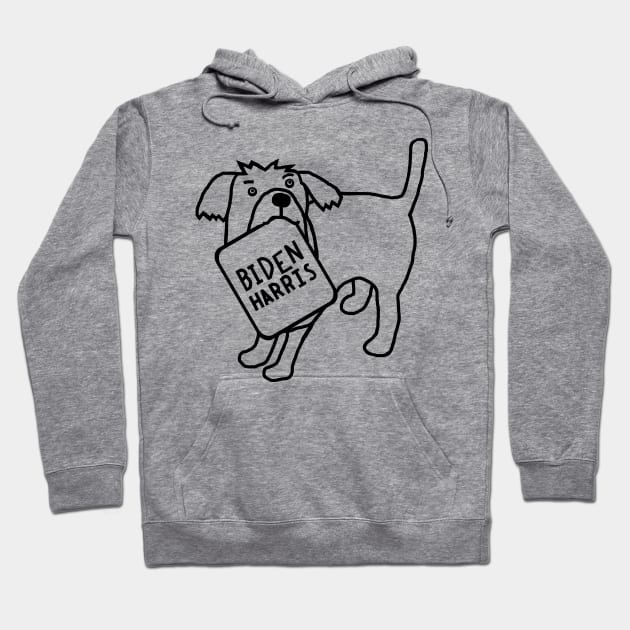 Minimal Dog with Biden Harris Sign Line Drawing Hoodie by ellenhenryart